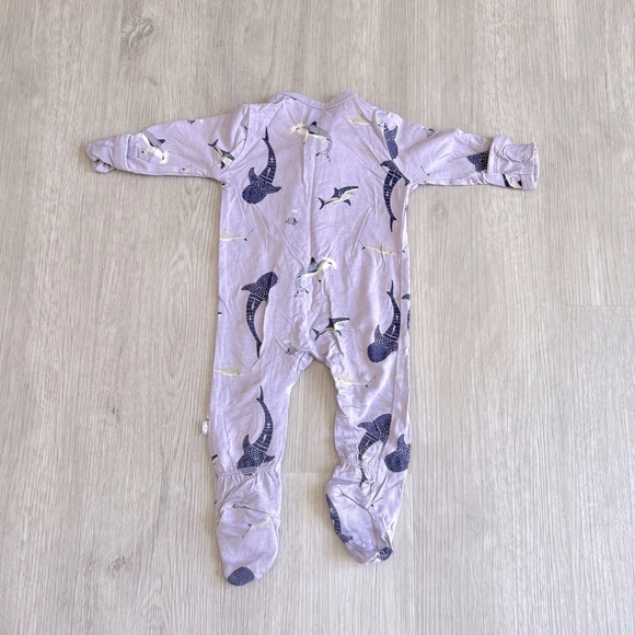 Kyte Baby Taro Shark Zippered Footie- Size Newborn - Picture 2 of 3
